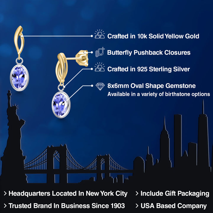 Earrings in 925 Sterling Silver and 10K Yellow Gold