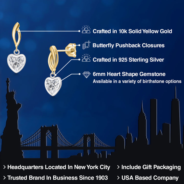 Earrings in 925 Sterling Silver and 10K Yellow Gold