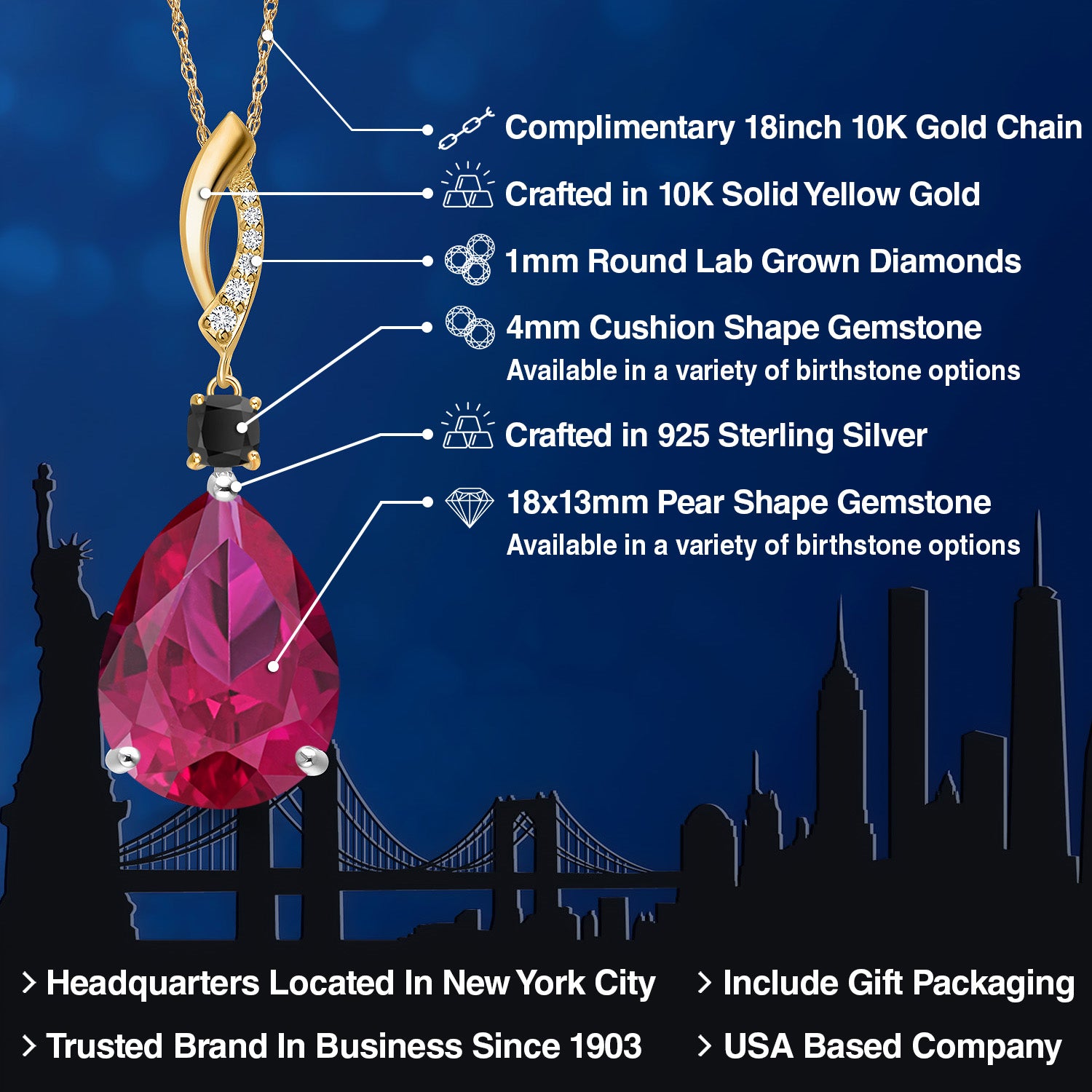 Pendant in 925 Sterling Silver and 10K Yellow Gold