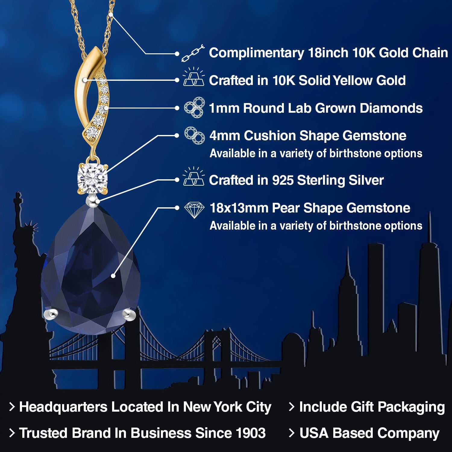 Pendant in 925 Sterling Silver and 10K Yellow Gold