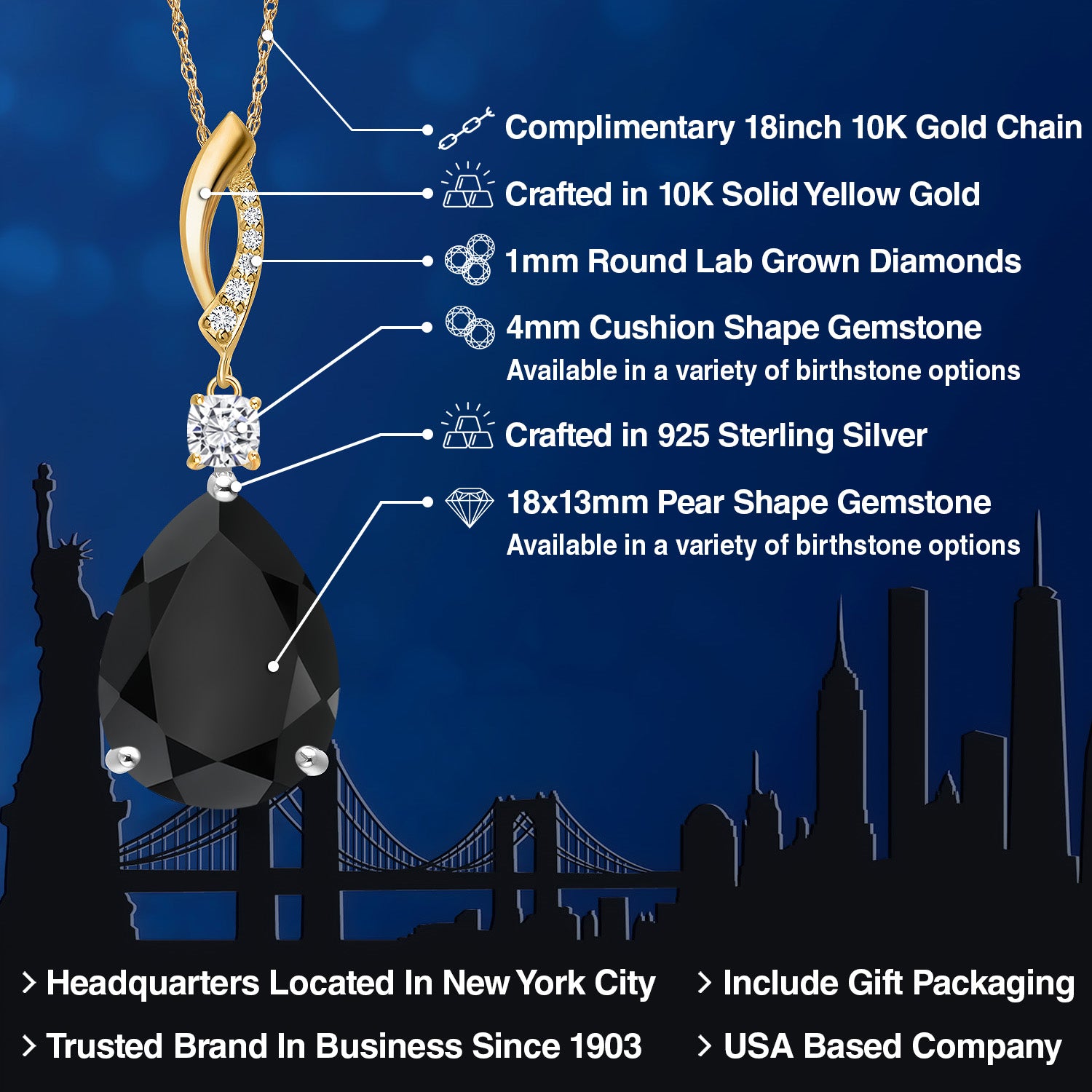 Pendant in 925 Sterling Silver and 10K Yellow Gold