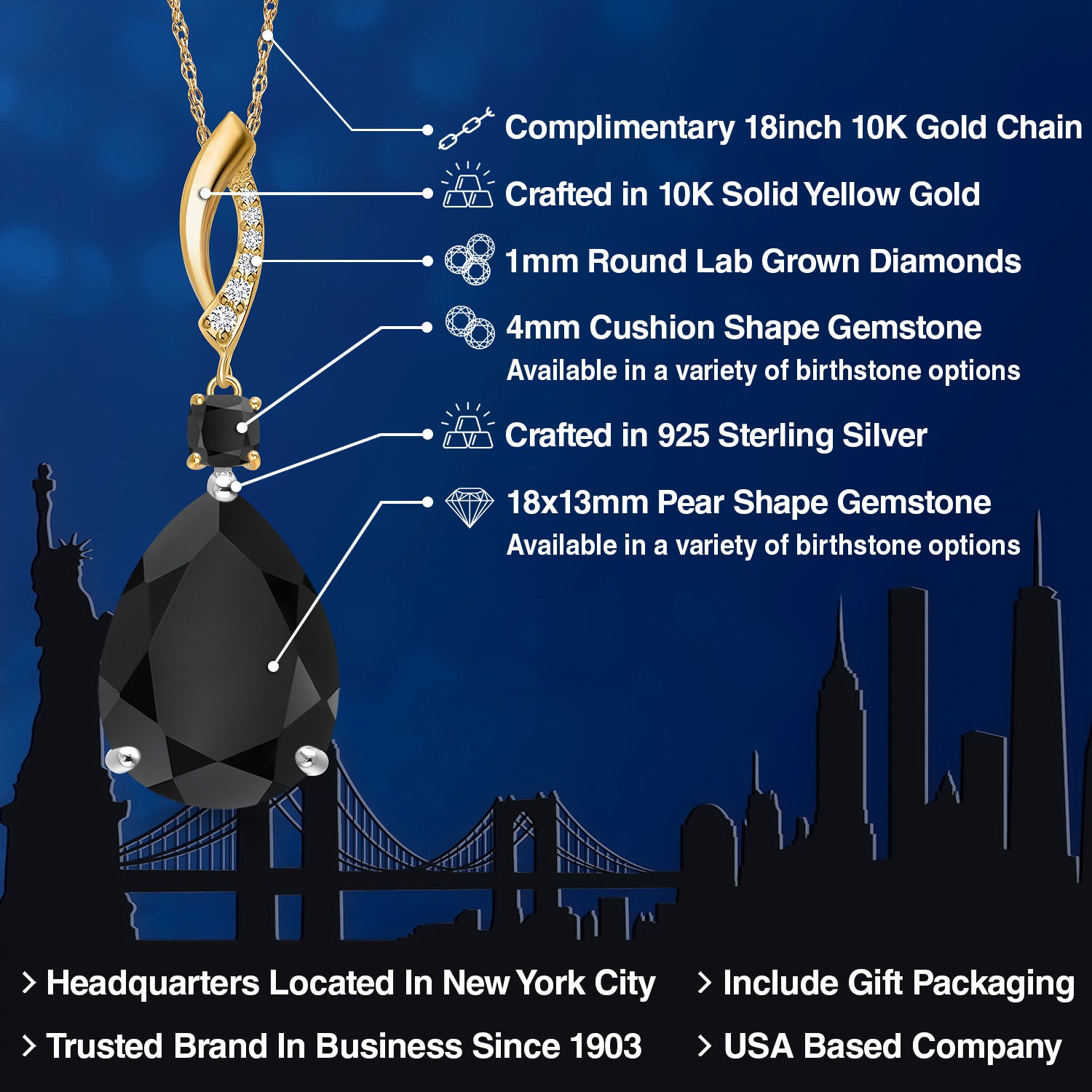 Pendant in 925 Sterling Silver and 10K Yellow Gold
