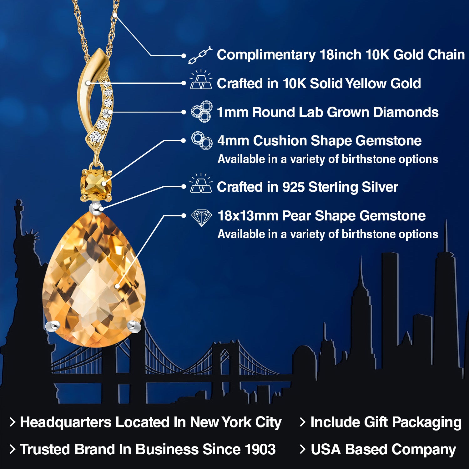 Pendant in 925 Sterling Silver and 10K Yellow Gold