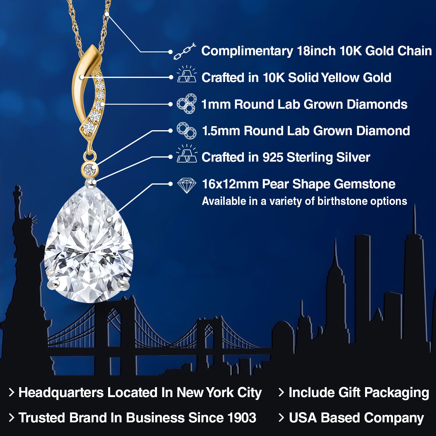 Pendant in 925 Sterling Silver and 10K Yellow Gold