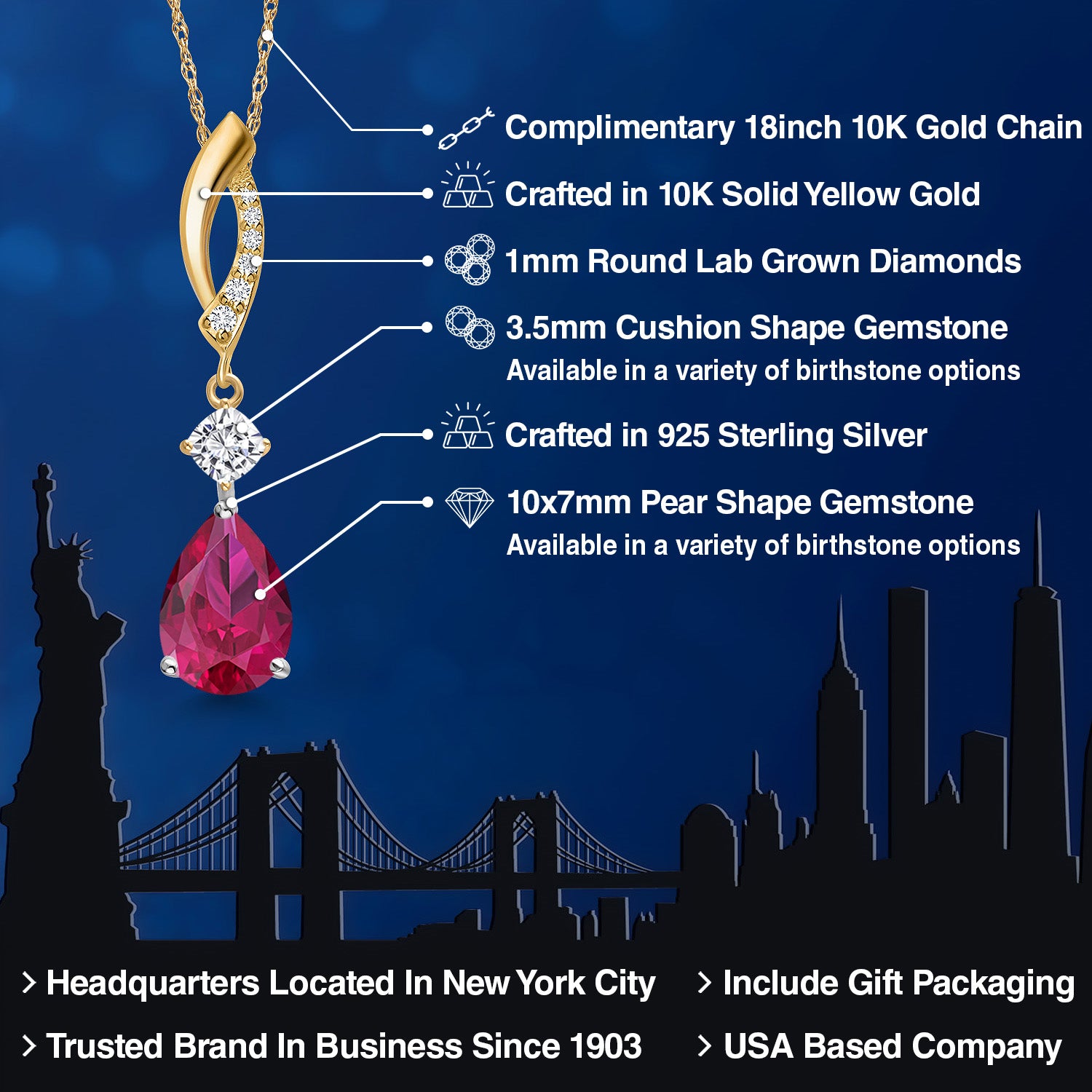 Pendant in 925 Sterling Silver and 10K Yellow Gold