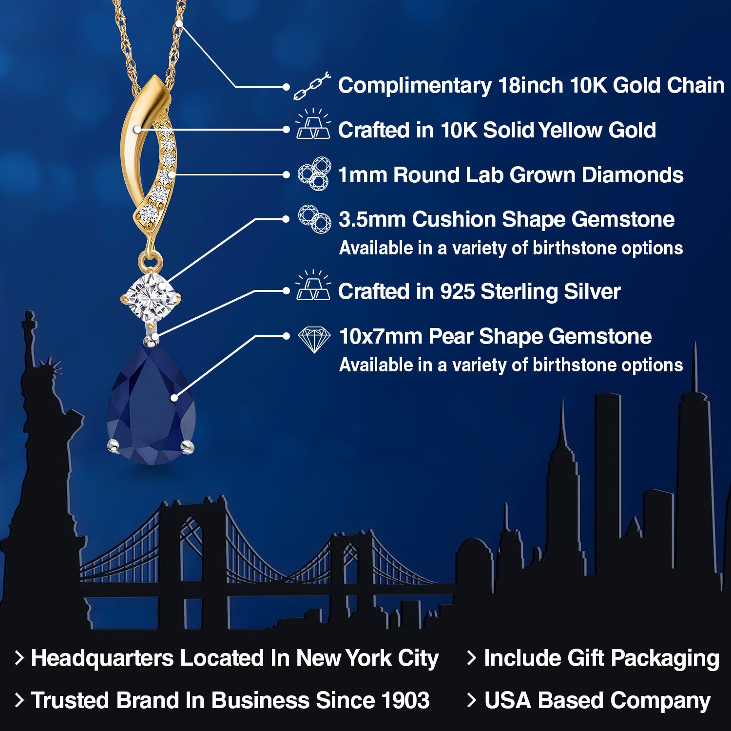 Pendant in 925 Sterling Silver and 10K Yellow Gold