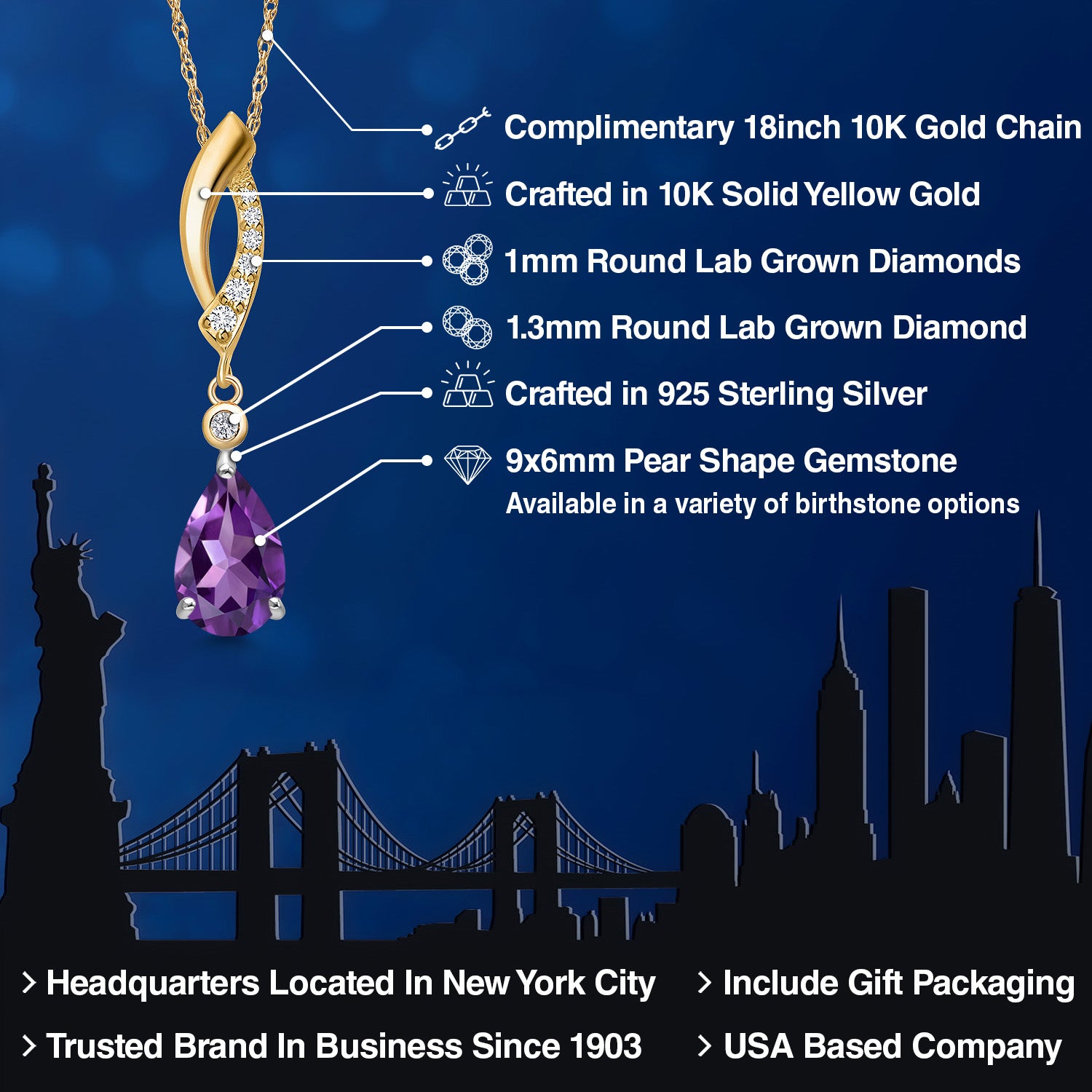 Pendant in 925 Sterling Silver and 10K Yellow Gold