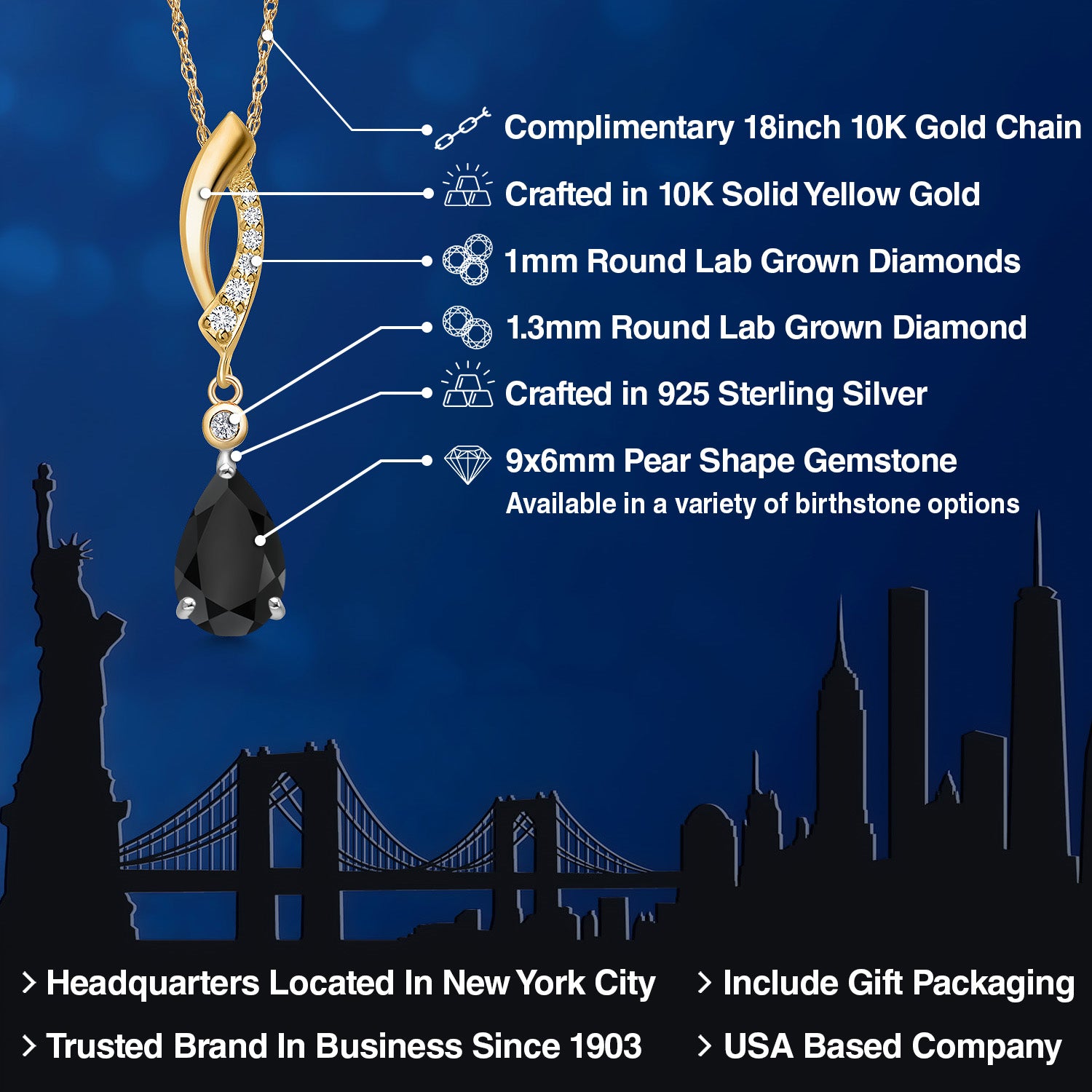 Pendant in 925 Sterling Silver and 10K Yellow Gold