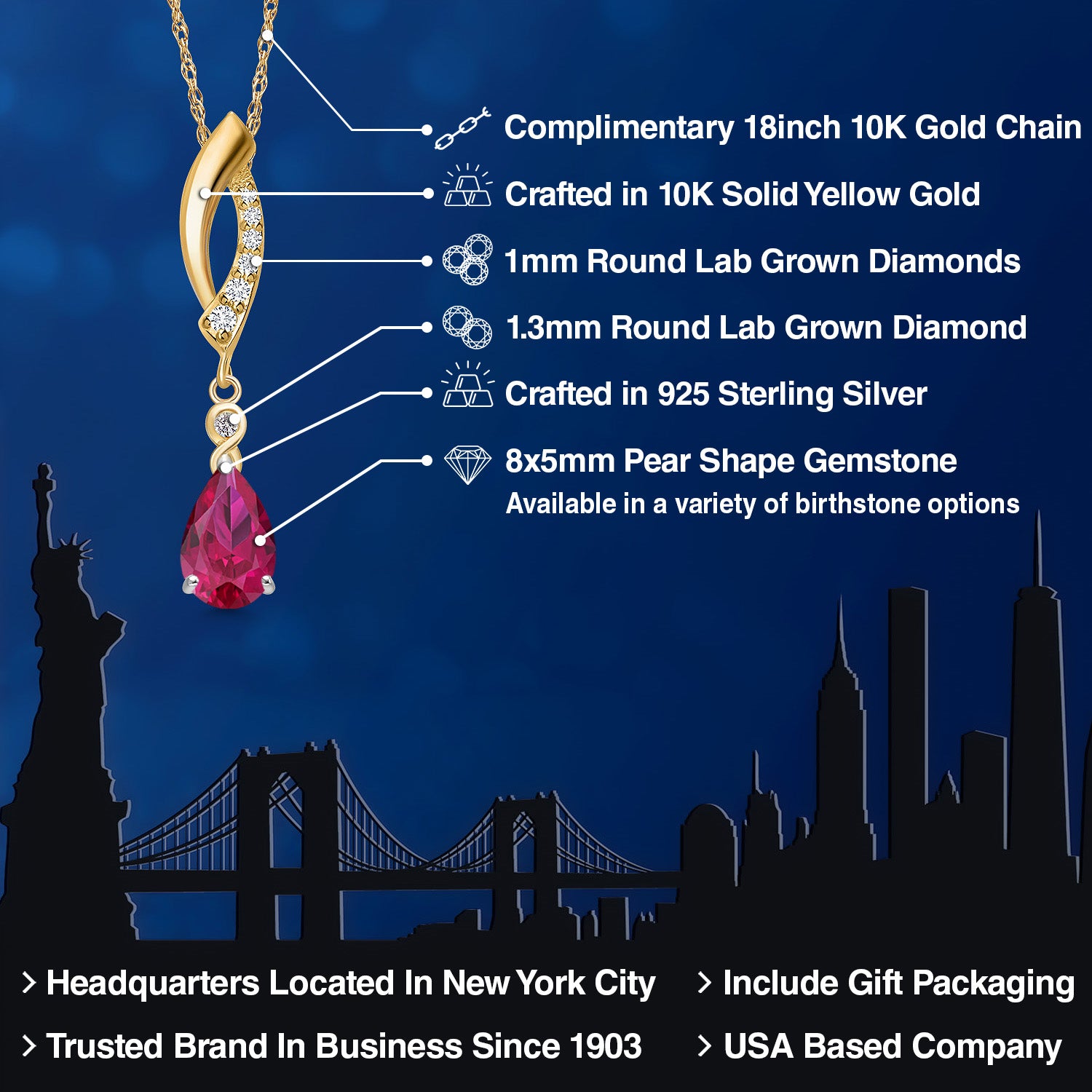 Pendant in 925 Sterling Silver and 10K Yellow Gold