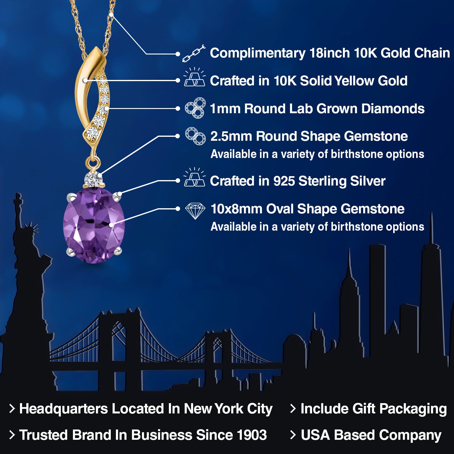Pendant in 925 Sterling Silver and 10K Yellow Gold