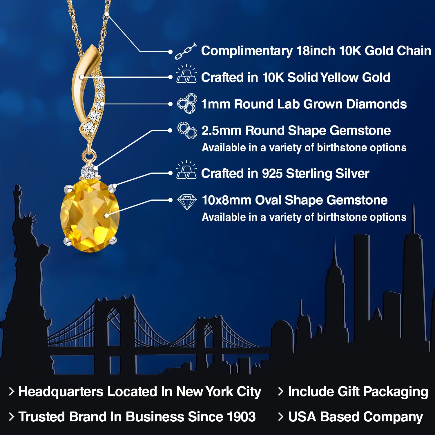 Pendant in 925 Sterling Silver and 10K Yellow Gold