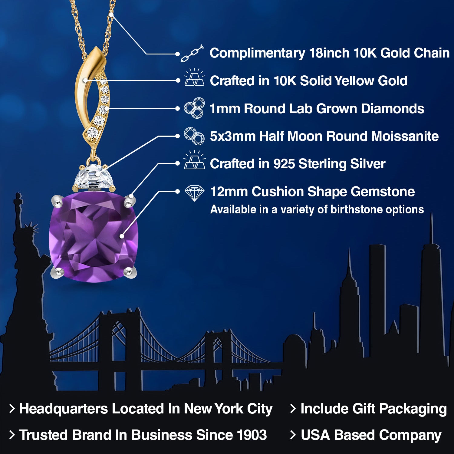 Pendant in 925 Sterling Silver and 10K Yellow Gold