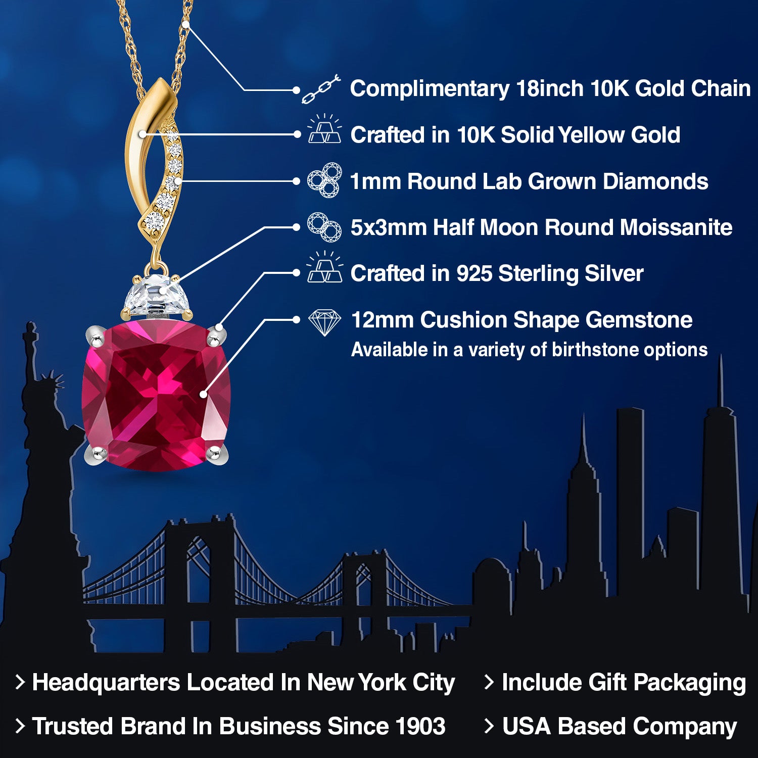 Pendant in 925 Sterling Silver and 10K Yellow Gold