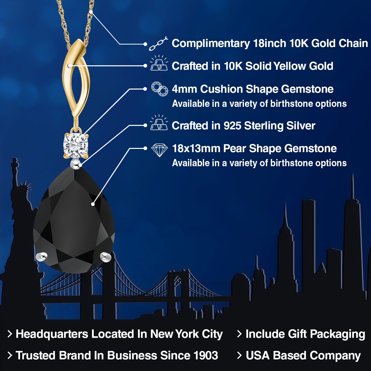Pendant in 925 Sterling Silver and 10K Yellow Gold