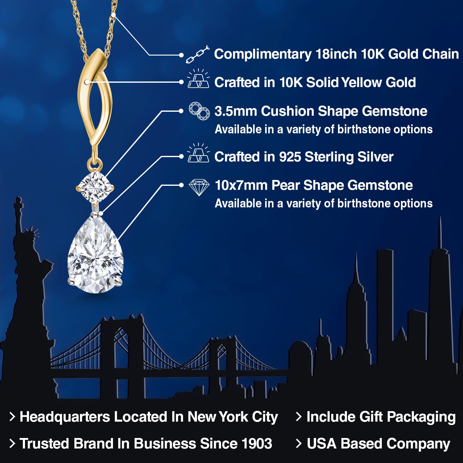 Pendant in 925 Sterling Silver and 10K Yellow Gold