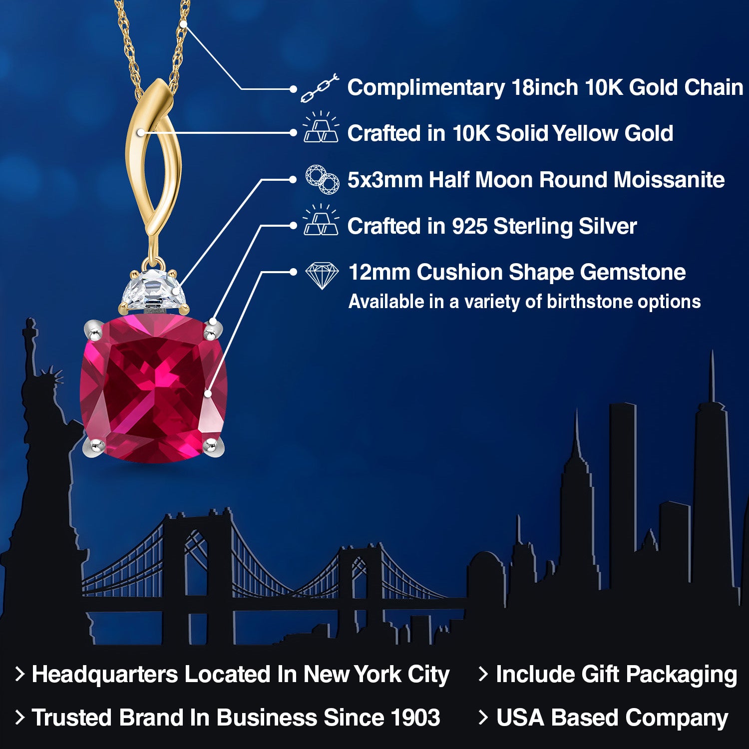 Pendant in 925 Sterling Silver and 10K Yellow Gold