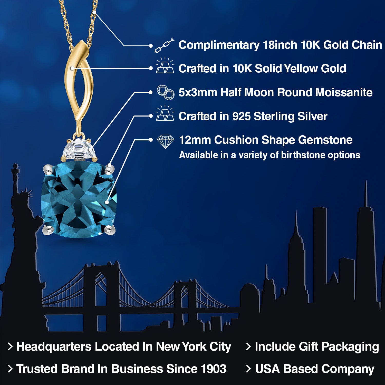 Pendant in 925 Sterling Silver and 10K Yellow Gold