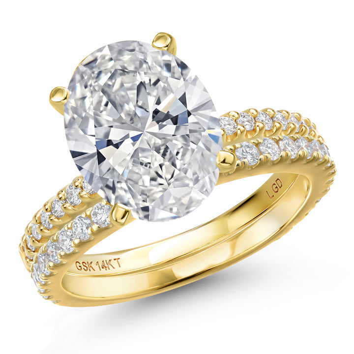Oval Cut_Center 4ct_5_Ring in 14K Yellow Gold