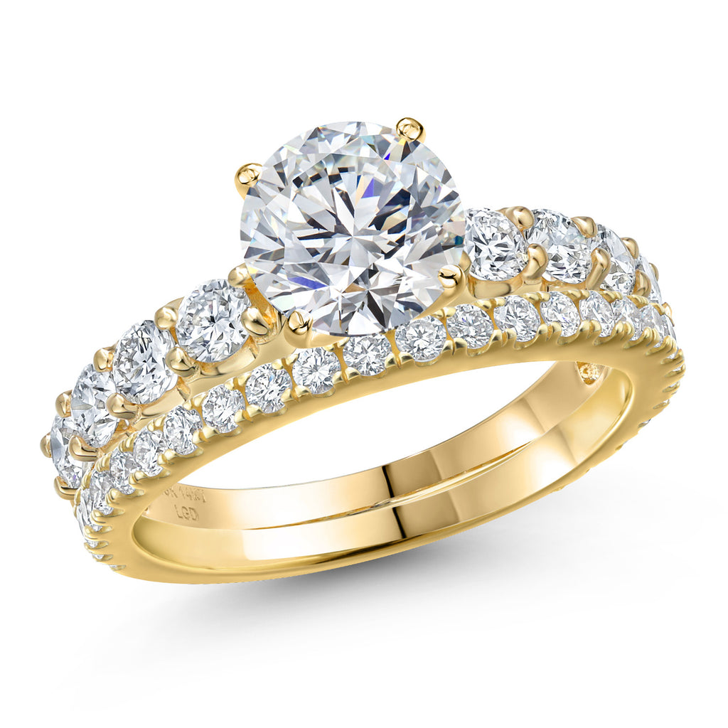 Round Cut_Center 2ct_5_Ring in 14K Yellow Gold