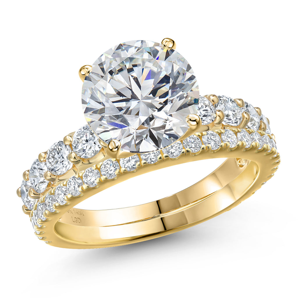 Round Cut_Center 4ct_5_Ring in 14K Yellow Gold