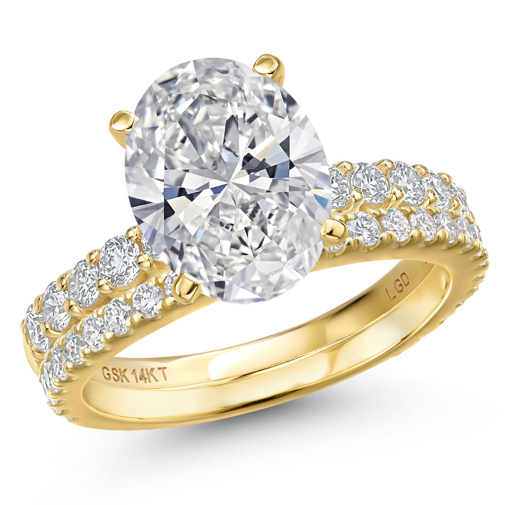 Oval Cut_Center 4ct_5_Ring in 14K Yellow Gold
