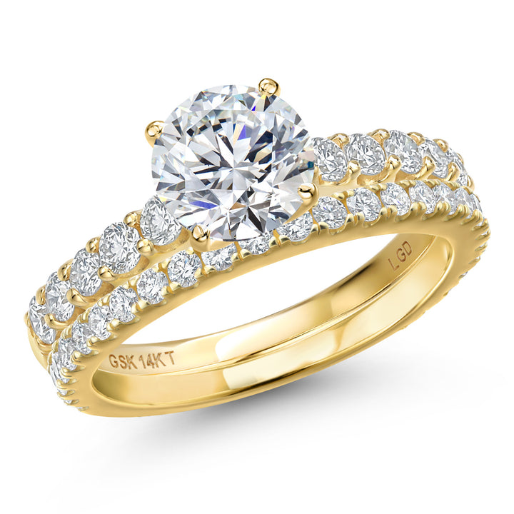 Round Cut_Center 2ct_5_Ring in 14K Yellow Gold