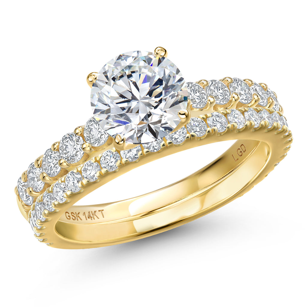 Round Cut_Center 2ct_6_Ring in 14K Yellow Gold