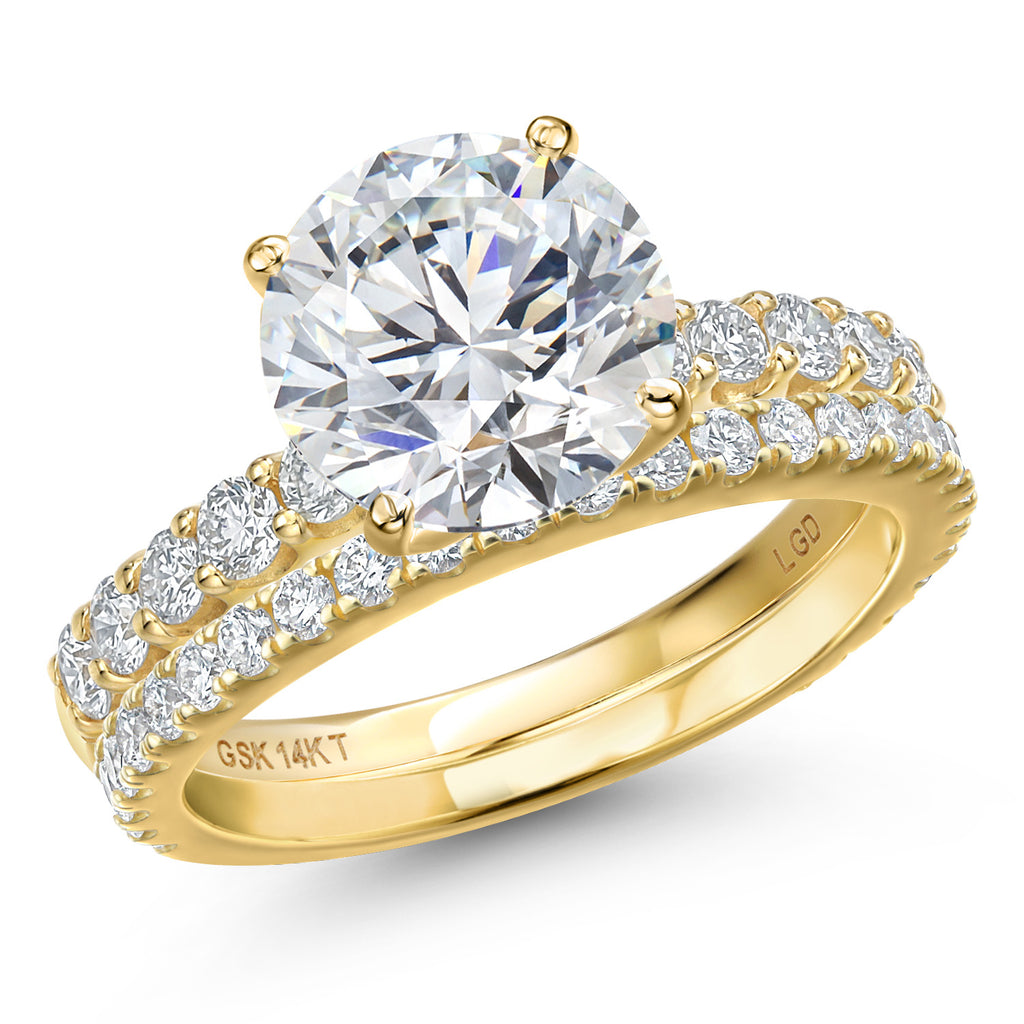 Round Cut_Center 4ct_6_Ring in 14K Yellow Gold