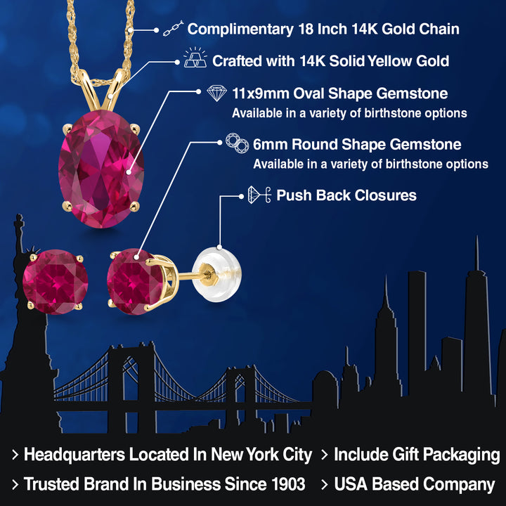 Pendant Earrings Set in 14K Yellow Gold