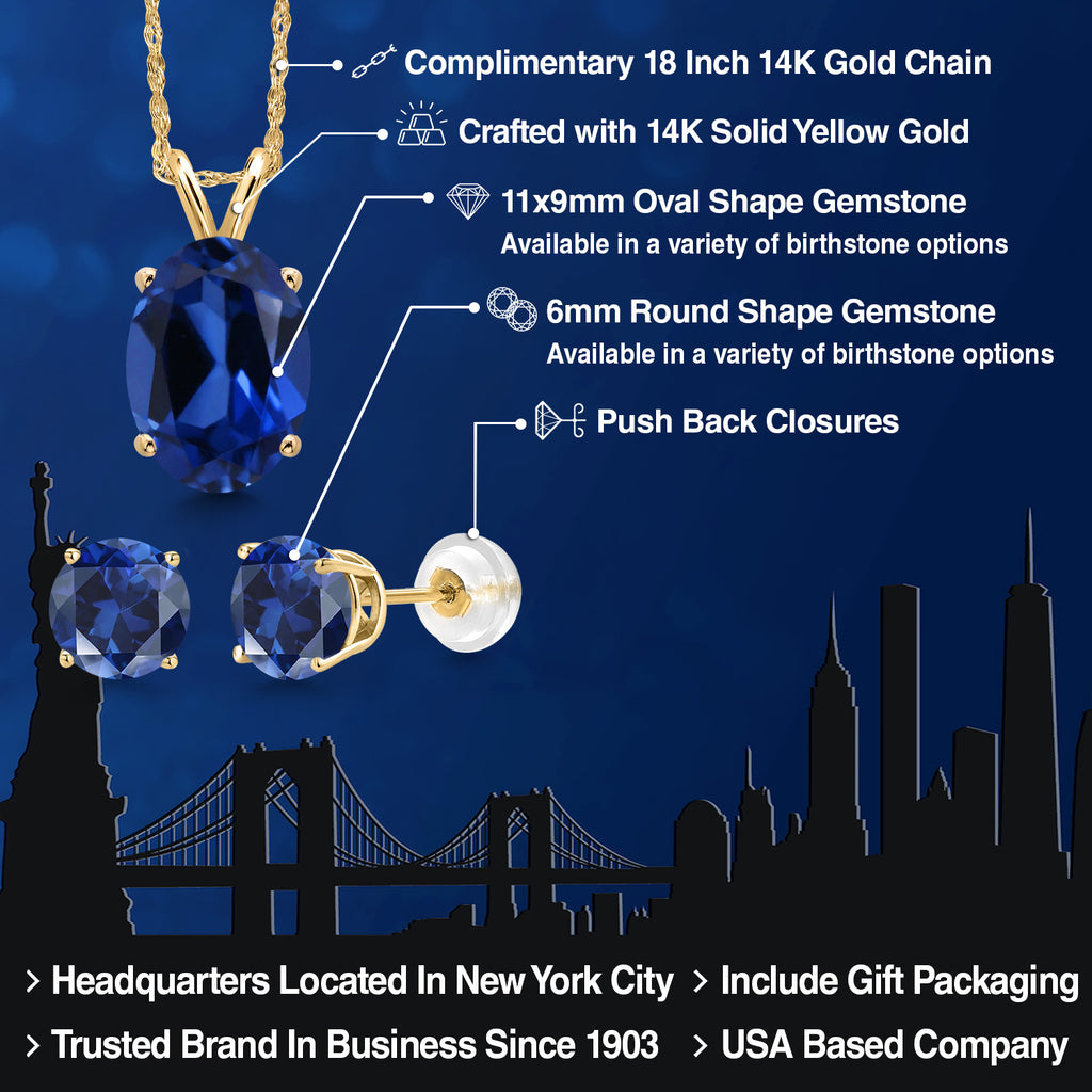 Pendant Earrings Set in 14K Yellow Gold