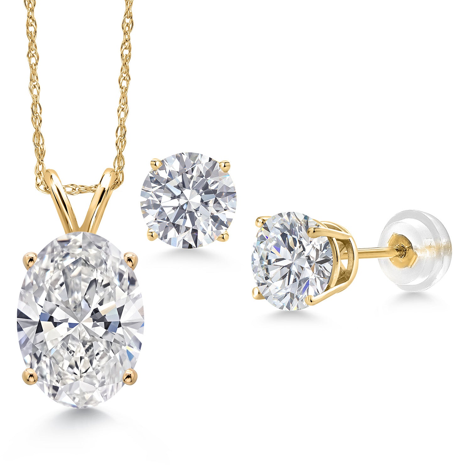 Pendant Earrings Set in 14K Yellow Gold