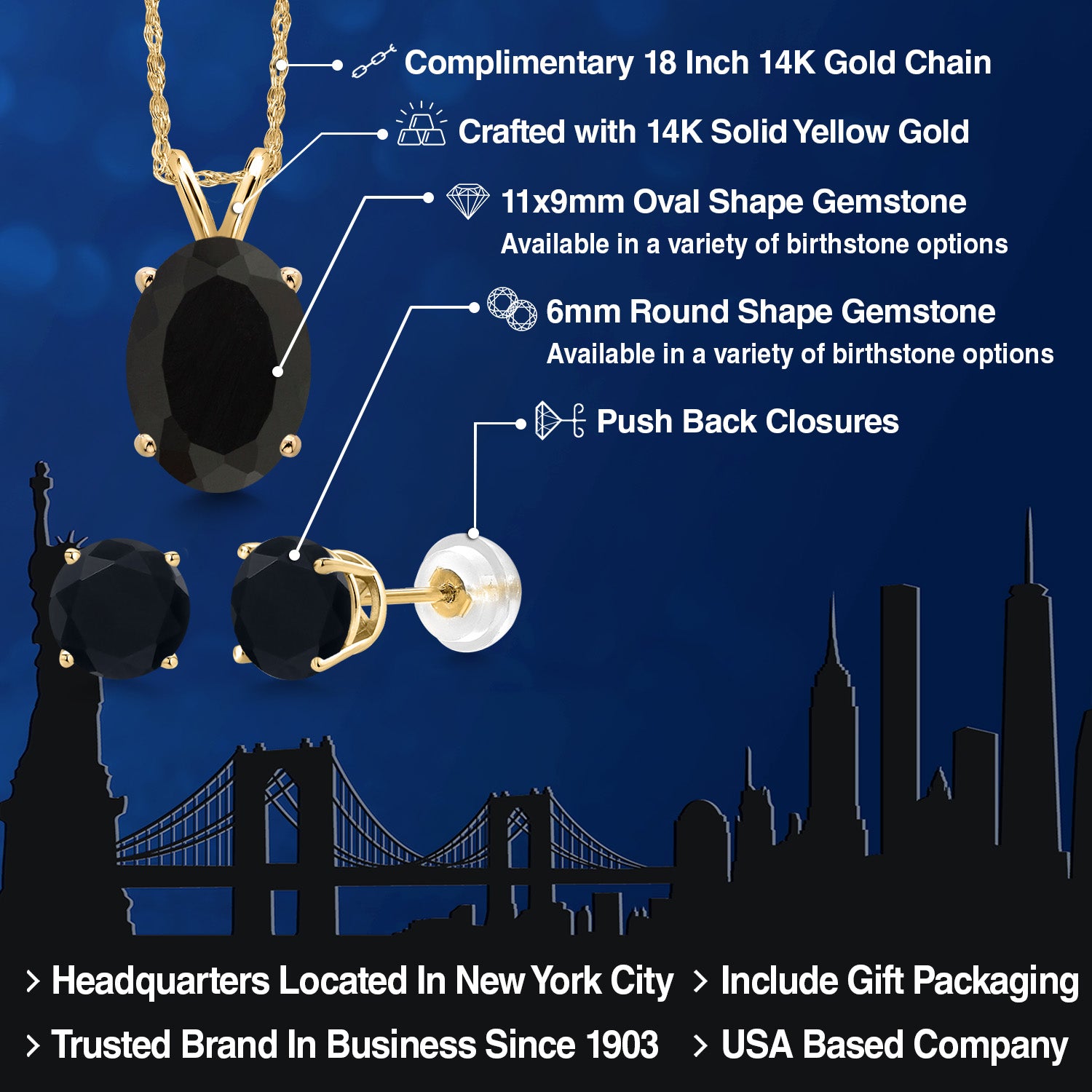 Pendant Earrings Set in 14K Yellow Gold