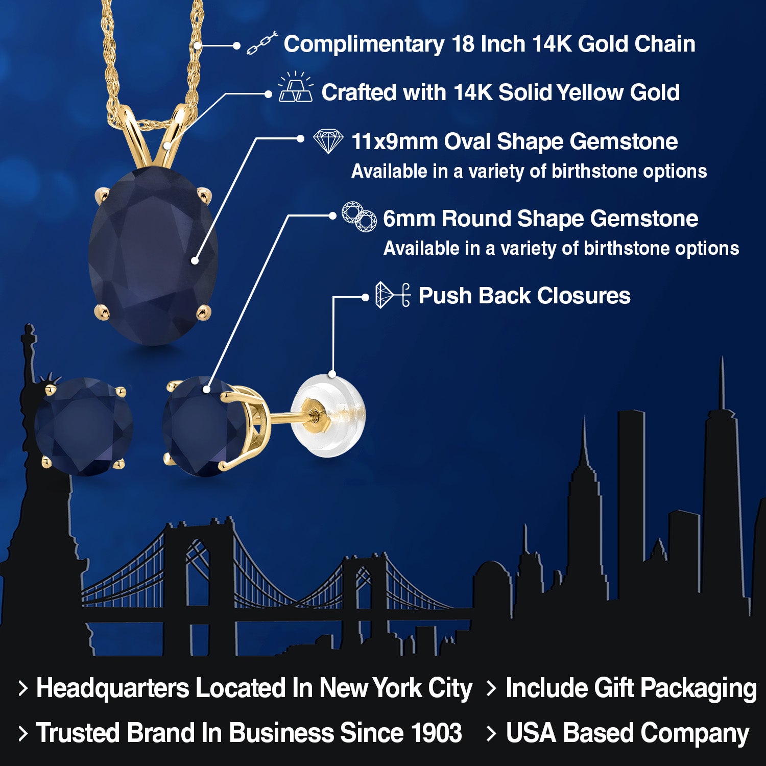 Pendant Earrings Set in 14K Yellow Gold