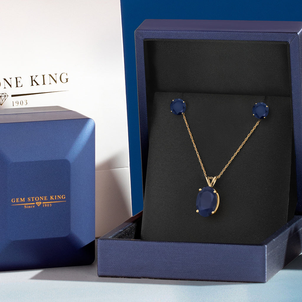 Pendant Earrings Set in 14K Yellow Gold