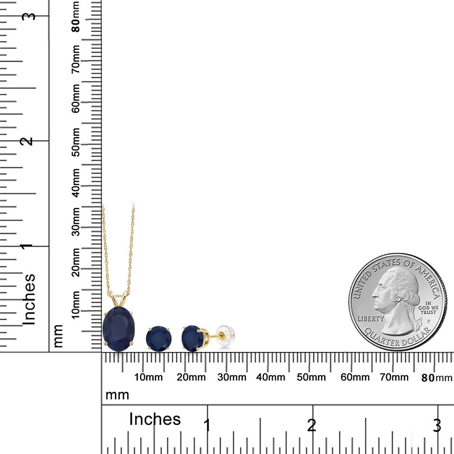 Pendant Earrings Set in 14K Yellow Gold