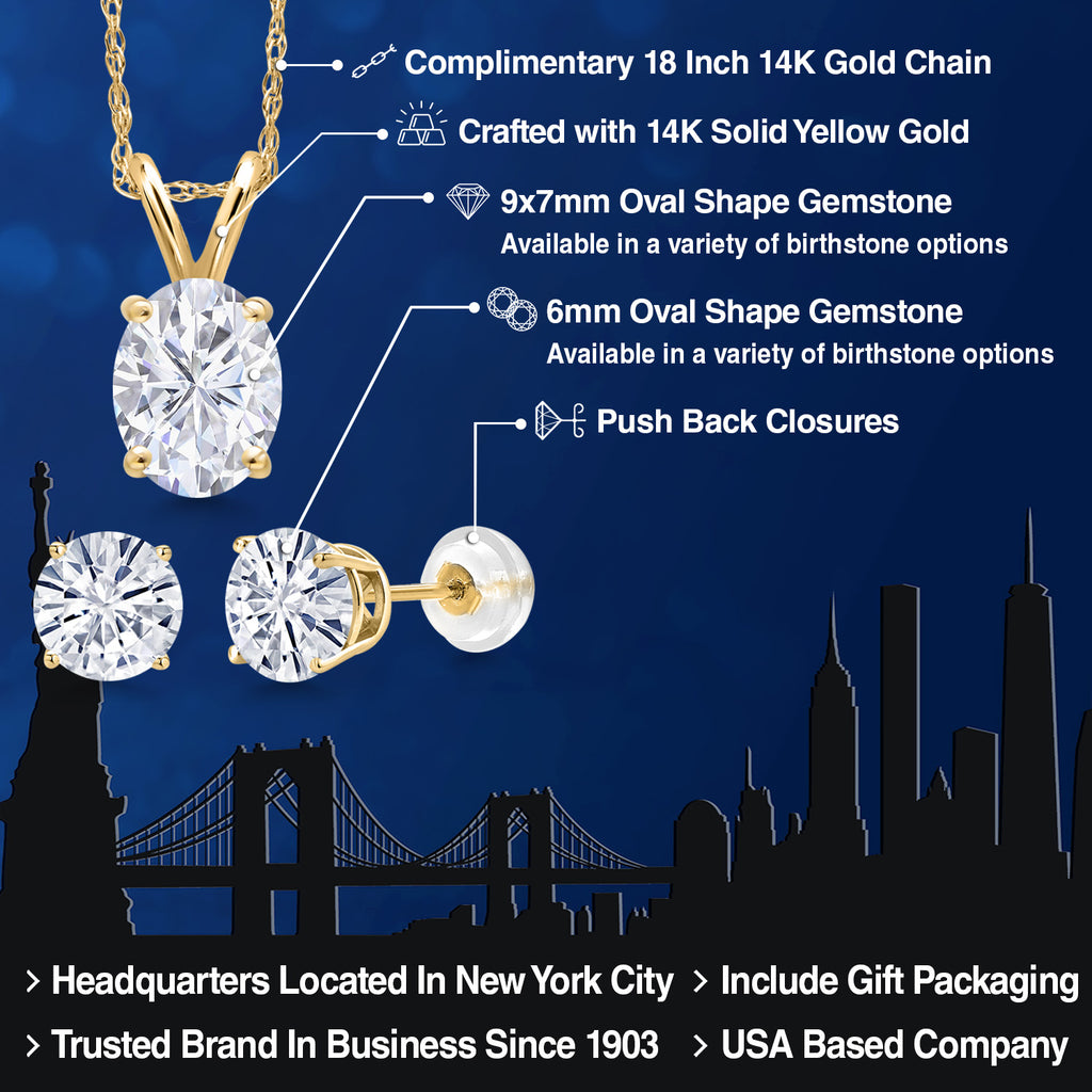 Pendant Earrings Set in 14K Yellow Gold