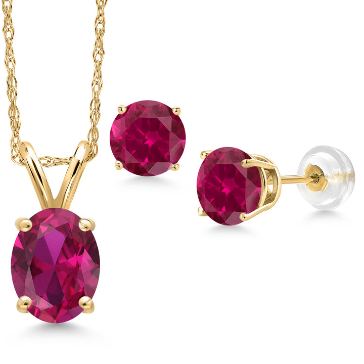 Pendant Earrings Set in 14K Yellow Gold