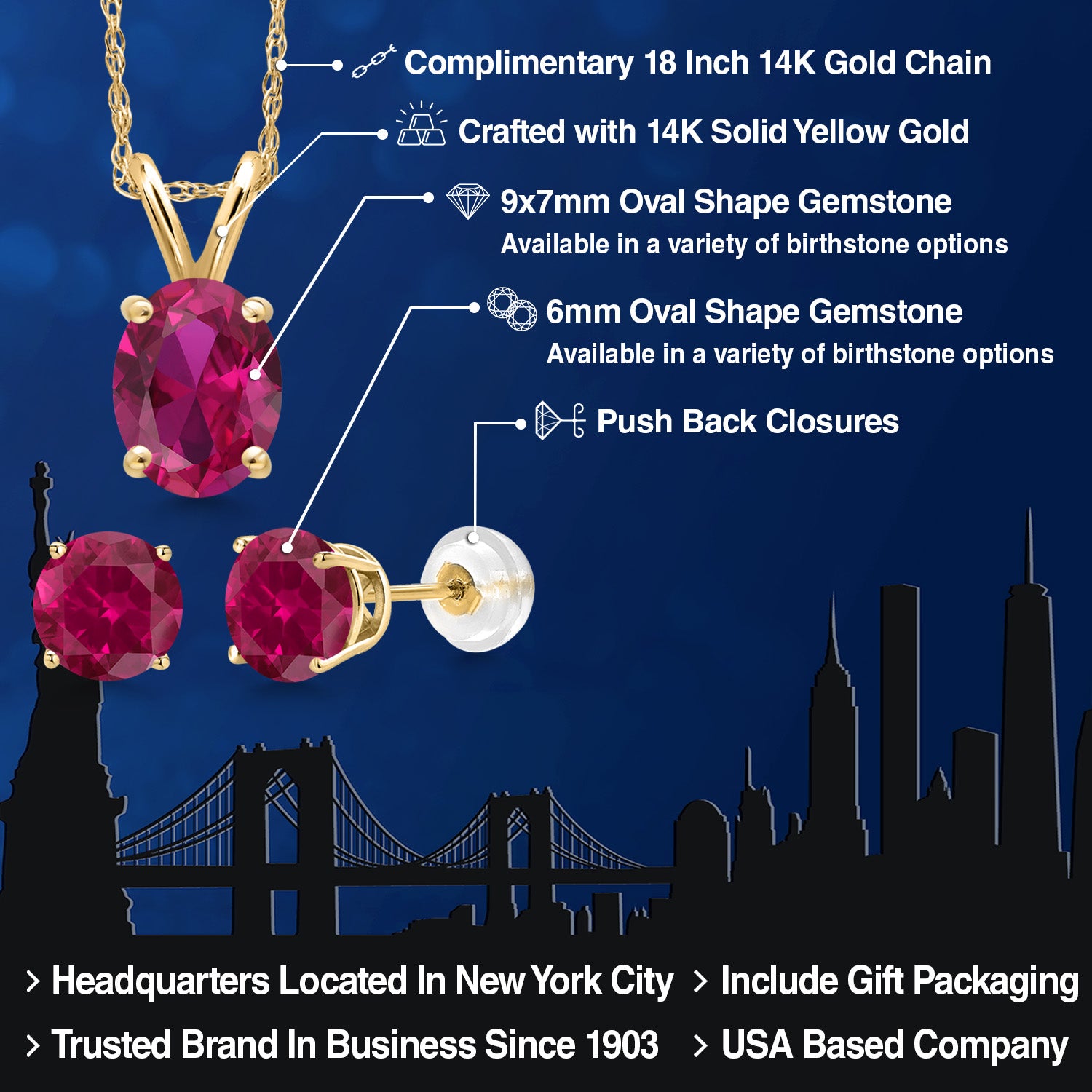 Pendant Earrings Set in 14K Yellow Gold