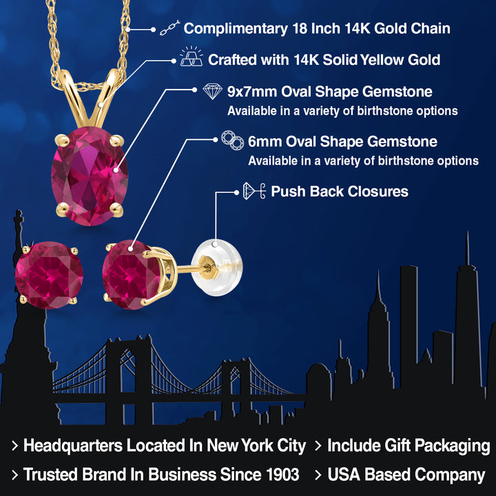 Pendant Earrings Set in 14K Yellow Gold