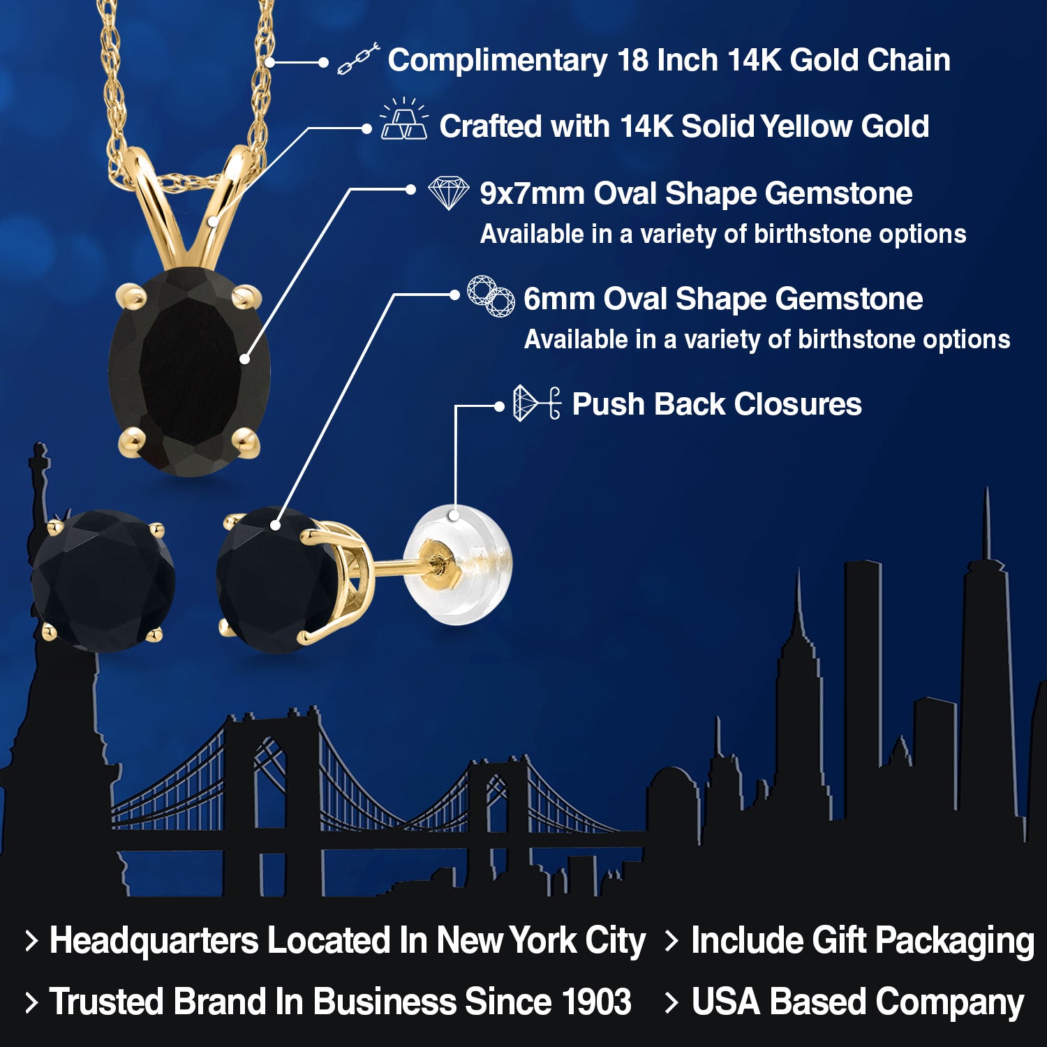 Pendant Earrings Set in 14K Yellow Gold