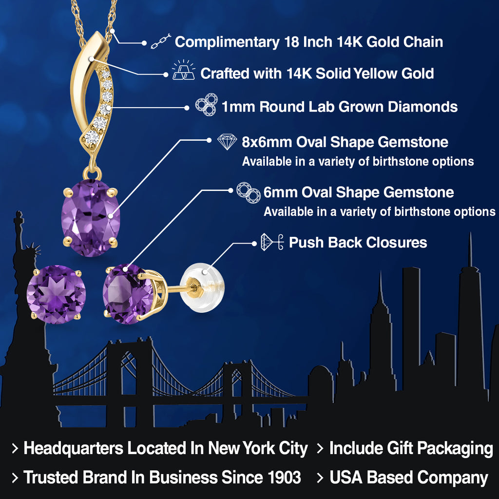 Pendant Earrings Set in 14K Yellow Gold