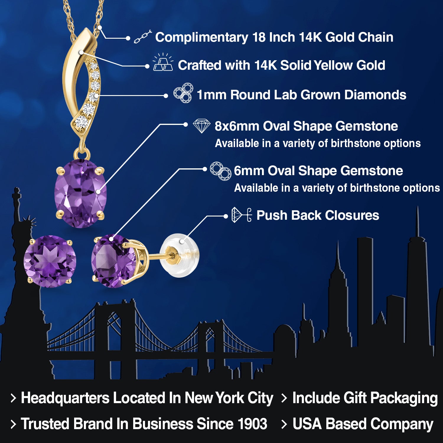 Pendant Earrings Set in 14K Yellow Gold