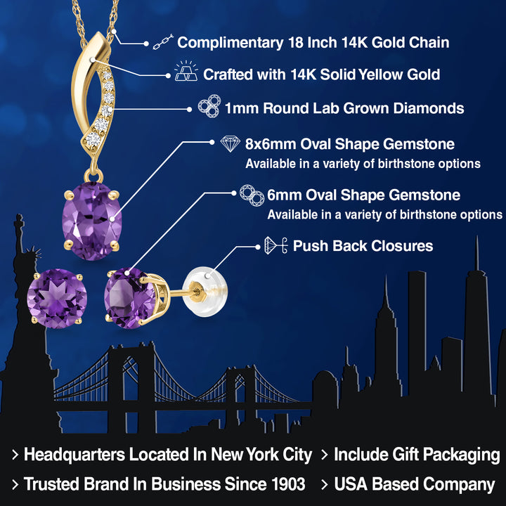 Pendant Earrings Set in 14K Yellow Gold