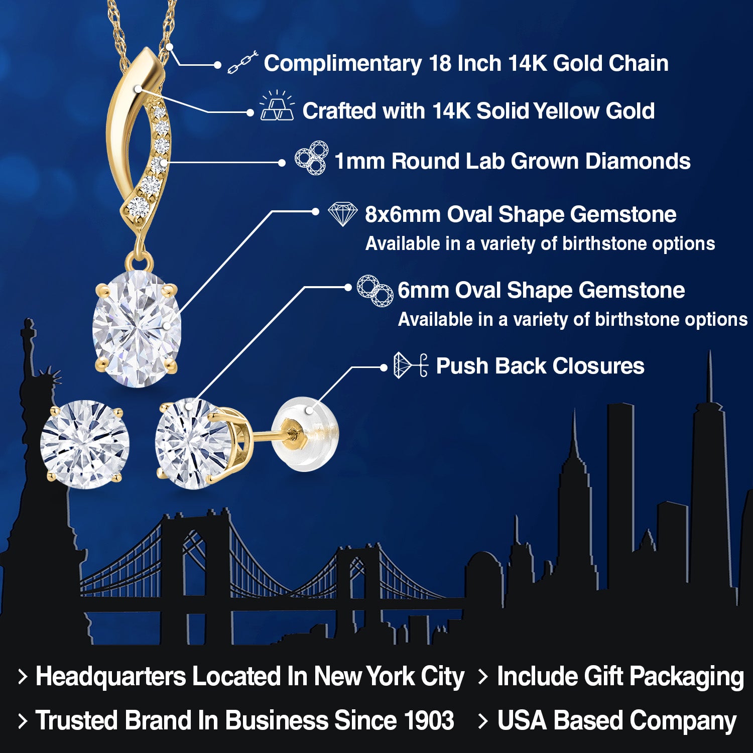 Pendant Earrings Set in 14K Yellow Gold