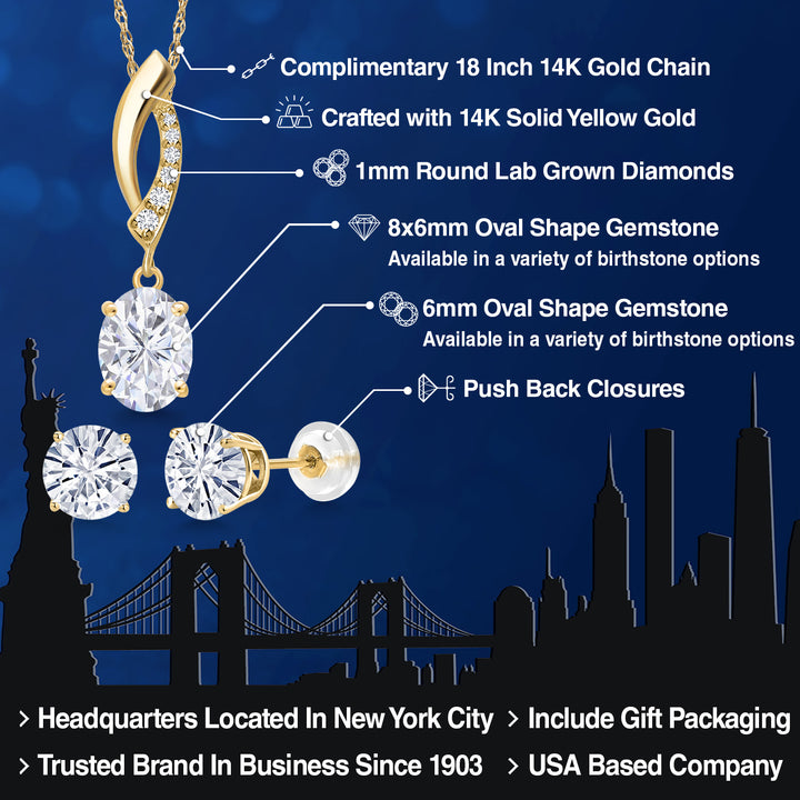 Pendant Earrings Set in 14K Yellow Gold