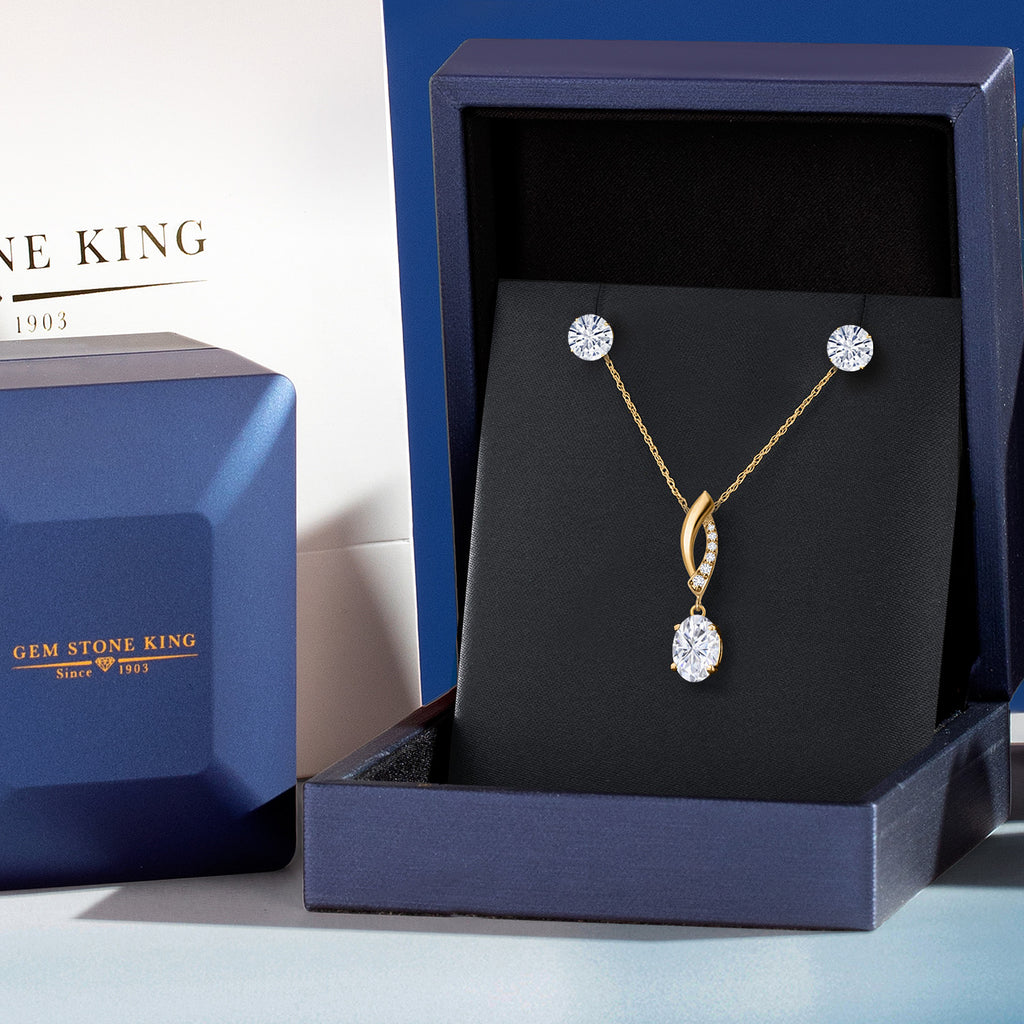 Pendant Earrings Set in 14K Yellow Gold