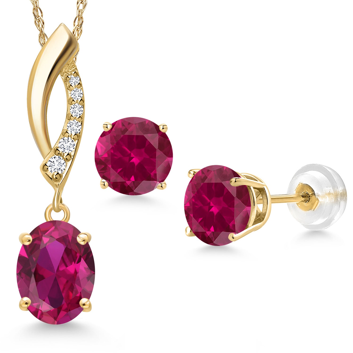 Pendant Earrings Set in 14K Yellow Gold