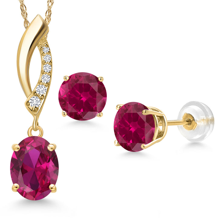 Pendant Earrings Set in 14K Yellow Gold