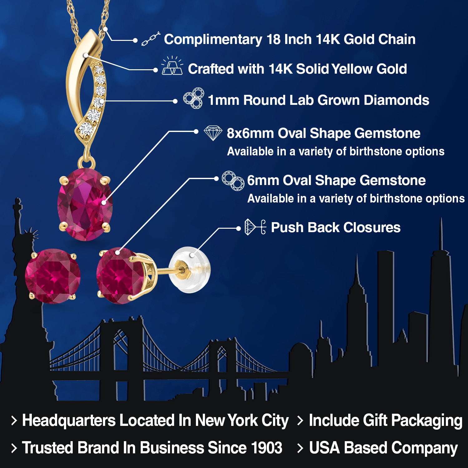 Pendant Earrings Set in 14K Yellow Gold