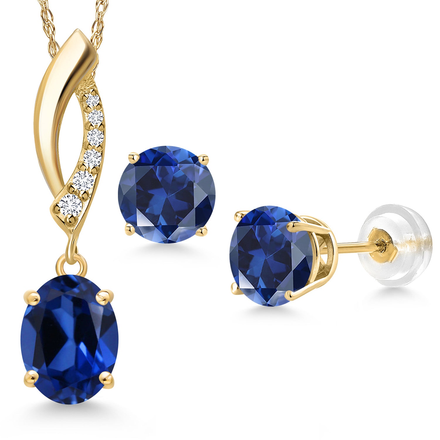 Pendant Earrings Set in 14K Yellow Gold